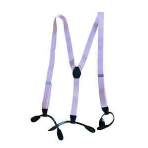 Vintage Y-shaped Fabric and Elastic Solid Pink Suspenders button pant attachment